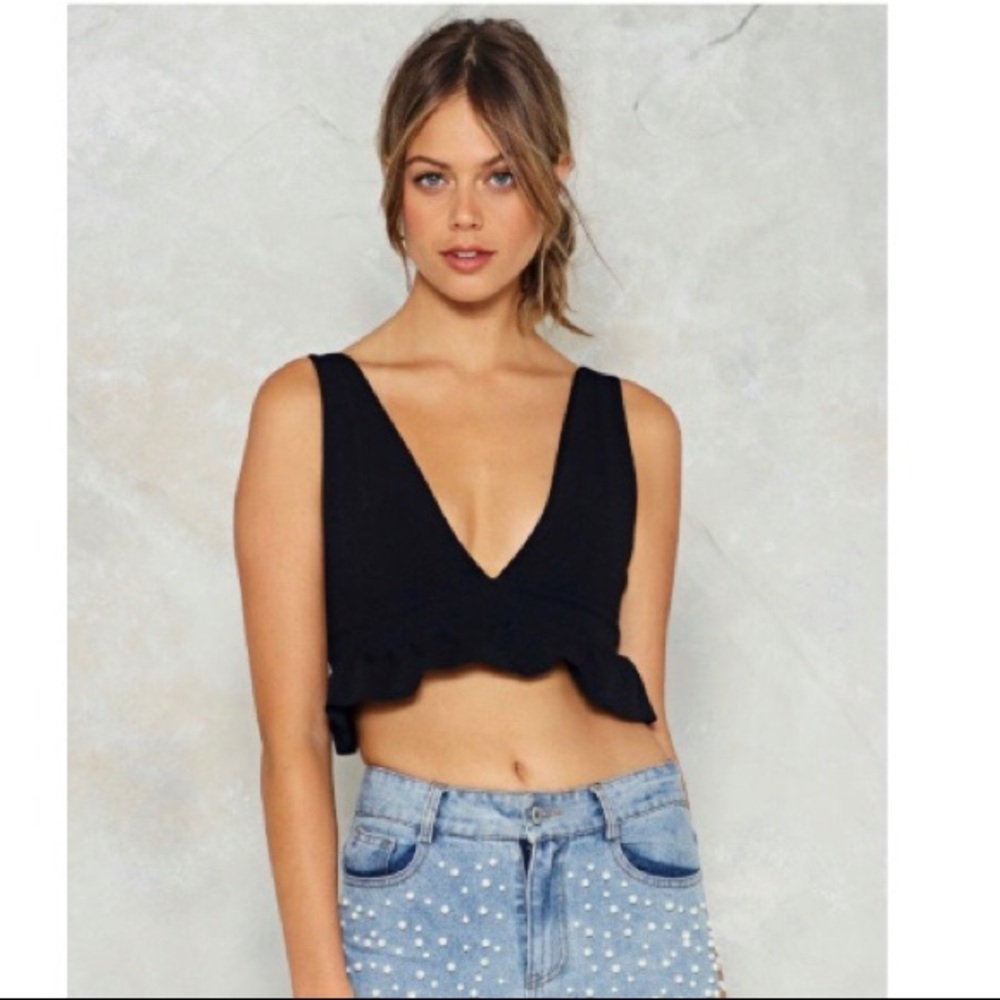 Nasty Gal black crop top never worn with tags!